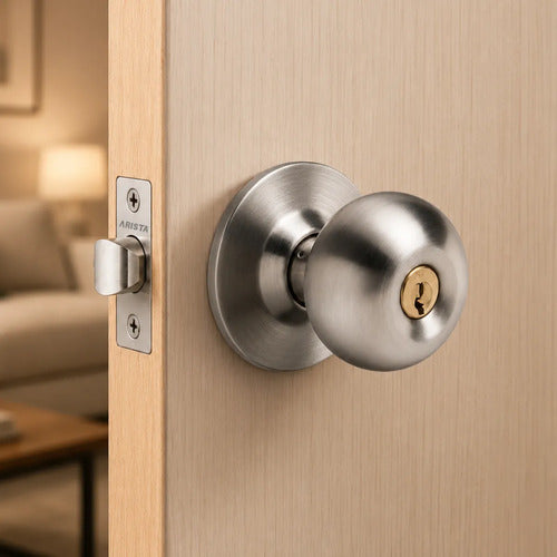 Cerradura De Pomo Con Llave Para Puertas De Interior Premium Acero