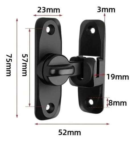 Pasador 90 180 Grados Reversible Negro Tipo Granero