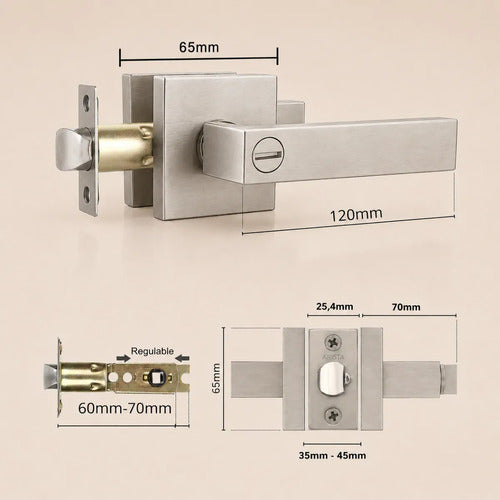 Manija Gloss Sin Llave Para Puerta Interior Exterior Plateado