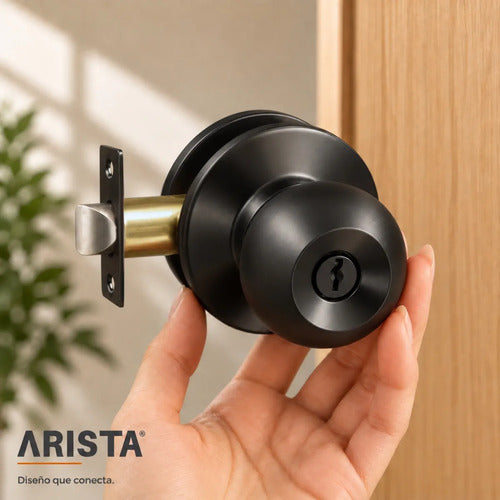 Cerradura De Pomo Con Llave Para Puertas De Interior Negro