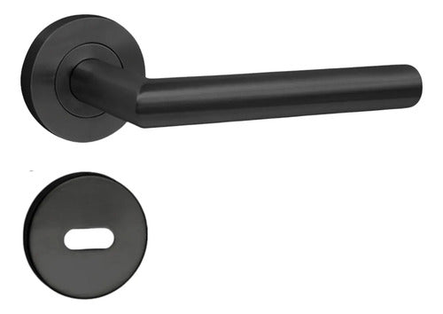 Manija Recta Acero Inox Con Bocallave Para Puerta Negro