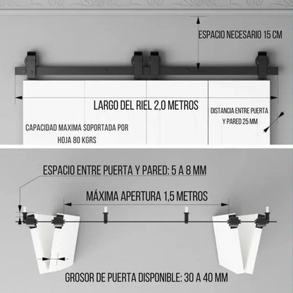Kit Granero Completo Para 2 Puertas Corredizas Plegables