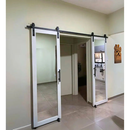 Kit Granero Negro 3 Metros Para 2 Puertas Incluye 4 Ruedas