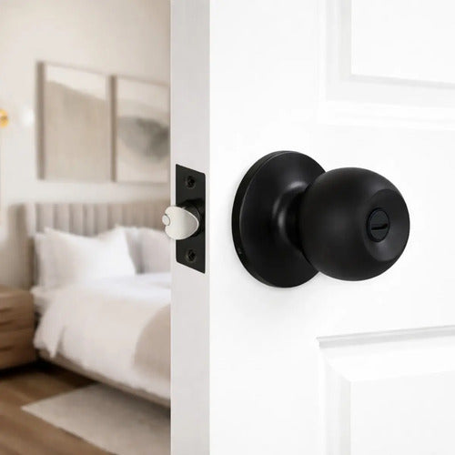 Cerradura De Pomo Sin Llave Para Puerta Interior Negro