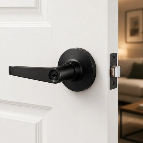 Pestillo Con Cerradura Y Llave Para Puerta De Interior Negro