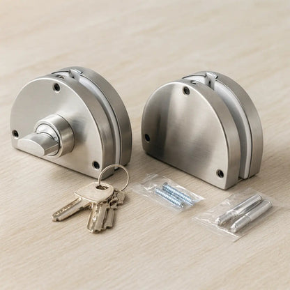 Cerradura Blindex Para Puerta De Vidrio Con Llave Y Perilla  Acero