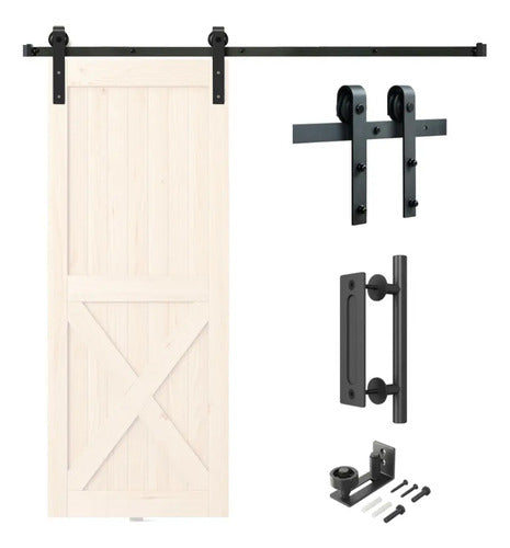 Kit Riel Granero Completo Para Puerta Corrediza 1,5 Metros Negro