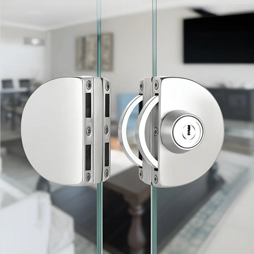 Cerradura Blindex Para Puerta De Vidrio Con Llave Y Perilla  Acero