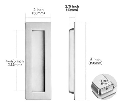 Tirador Cubeta Recta 150mm Embutir Pack X 2 Unidades Plateado