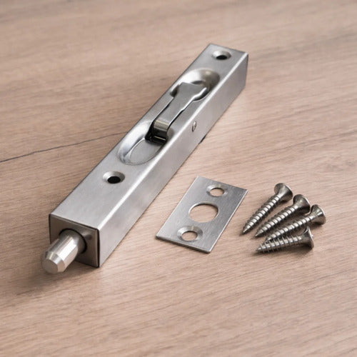 Pasador De Canto Embutido 150mm Acero Inoxidable Plateado