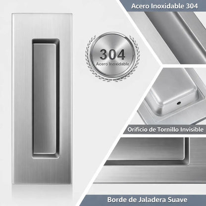 Manija Embutida Pocket Para Puerta Corrediza Interior Plateado