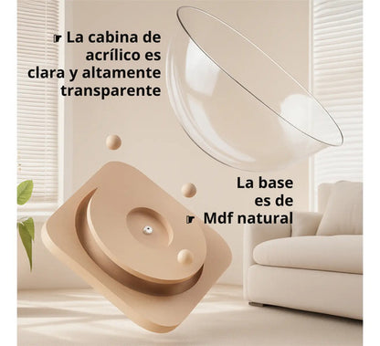 Cama Moderna Para Gatos Esférica Acrílico Y Mdf L 42 Cm Transparente Moderno
