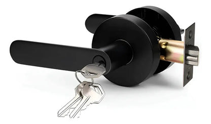 Manija Línea Bella Para Puerta Interior O Exterior Con Llave Negro Satinado