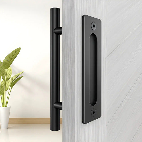 Manija 30cm Para Puerta Corrediza Tipo Granero Negro