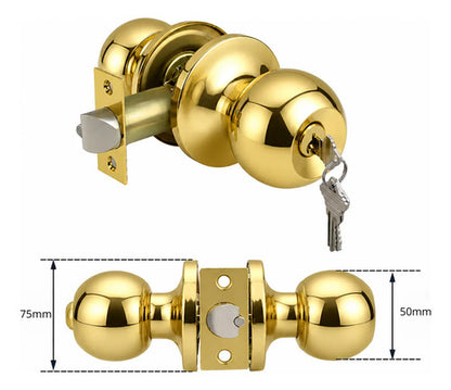 Cerradura De Pomo Con Llave Para Puertas De Interior Dorado