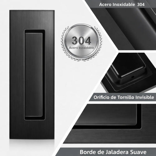 Manija Embutida Pocket Para Puerta Corrediza Interior Negro