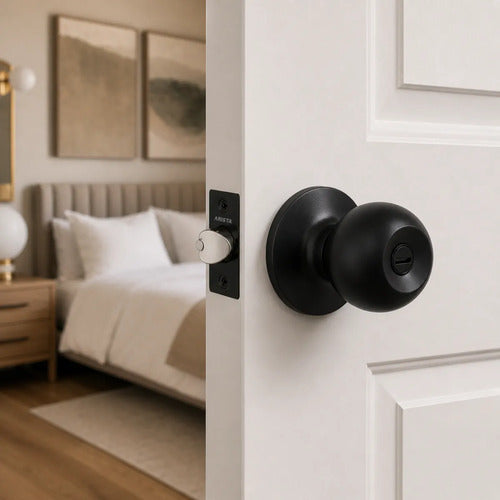 Cerradura De Pomo Sin Llave Para Puerta Interior Negro