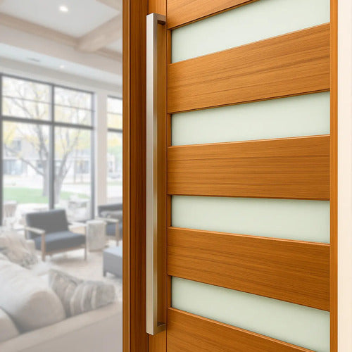 Manijón Doble Acero Inox Cuadrado Para Vidrio O Madera 120cm Satinado