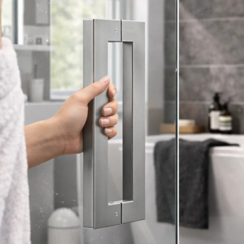 Manijón Doble Cuadrado 30cm Para Vidrio O Madera Satinado