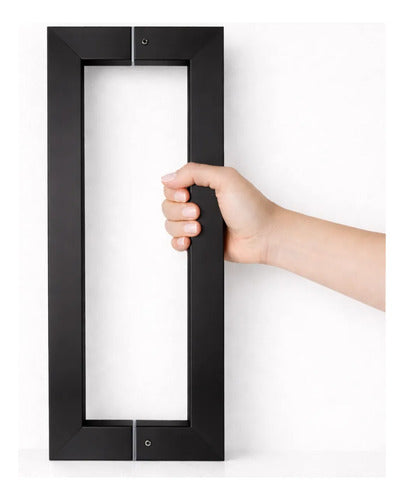 Manijón Doble Acero Inox Cuadrado Para Vidrio O Madera 50cm Negro