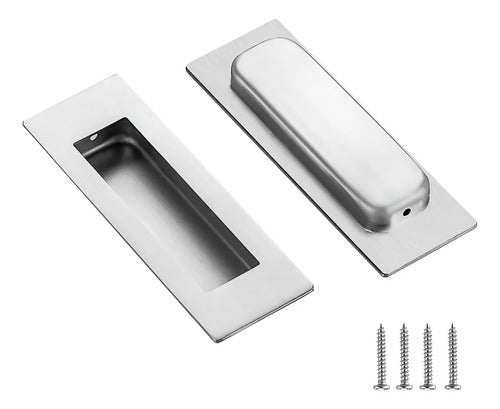 Tirador Cubeta Recta 150mm Embutir Pack X 2 Unidades Plateado