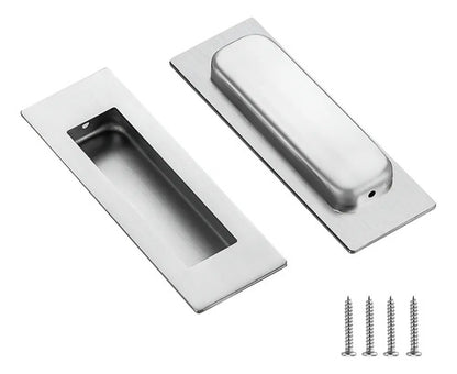 Tirador Cubeta Recta 150mm Embutir Pack X 2 Unidades Plateado