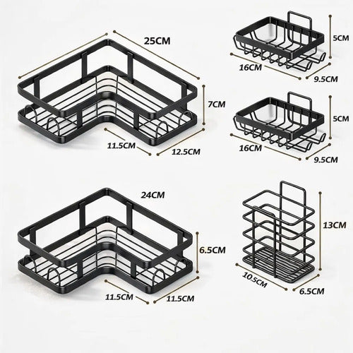 Set 5 Estantes Organizador Adhesivo Para Baño Multiuso Negro