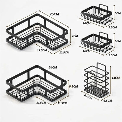 Set 5 Estantes Organizador Adhesivo Para Baño Multiuso Negro