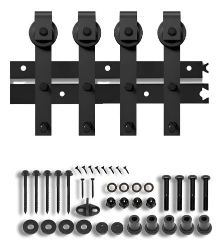 Kit Granero Negro 3 Metros Para 2 Puertas Incluye 4 Ruedas