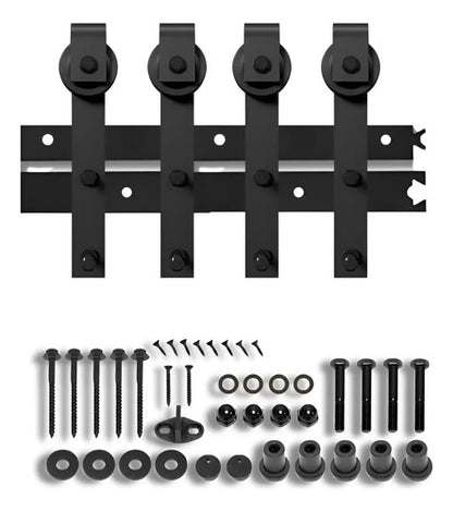Kit Granero Negro 3 Metros Para 2 Puertas Incluye 4 Ruedas