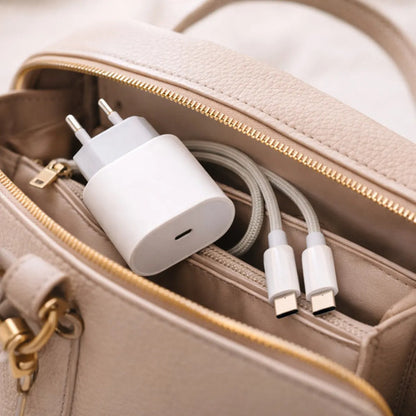 Cargador 35w Carga Súper Rápida Usb-c Con Cable Reforzado Blanco