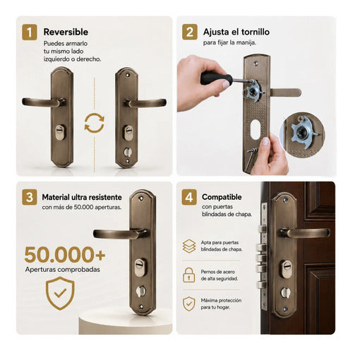Frente Universal Con Manijas Para Puertas De Chapa Blindadas Elegance
