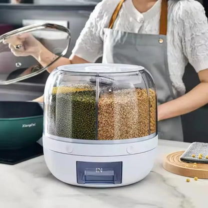 Dispensador Giratorio Para Granos 6 Compartimentos Cocina Blanco Y Transparente