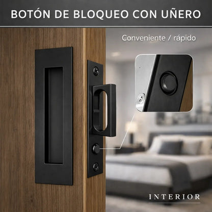 Manija Embutida Pocket Para Puerta Corrediza Interior Negro