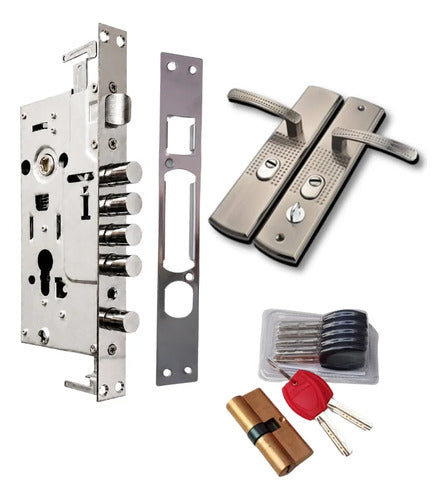 Kit Cerradura Multianclaje Para Puertas De Chapa Blindadas Puerta Izquierda
