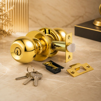 Cerradura De Pomo Con Llave Para Puertas De Interior Dorado