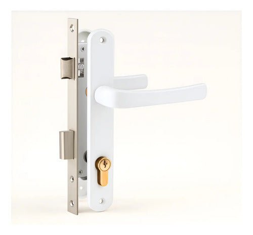 Set De Cerradura Angosta Y Cilíndro Para Puertas De Aluminio Blanco