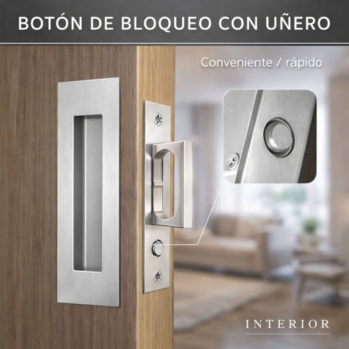Manija Embutida Pocket Para Puerta Corrediza Interior Plateado