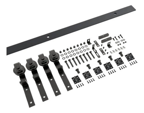 Kit Riel Plegable Granero Completo Para 2 Puertas Corredizas