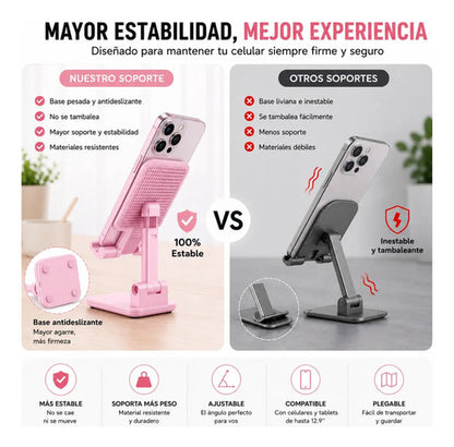 Soporte Plegable Para Celular De Escritorio Ajustable Rosado