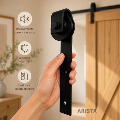 Kit Riel Granero 1,5m Para Puerta Corrediza Negro