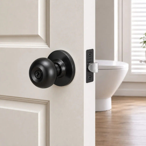 Cerradura De Pomo Con Llave Para Puertas De Interior Negro