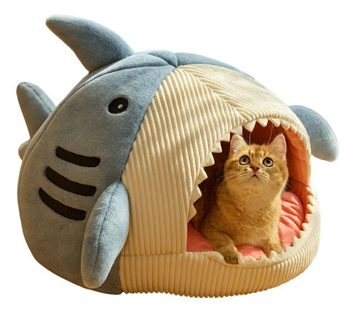Cama Lavable Para Gatos Y Perros De Interior Modelo Shark Azul Acero Shark