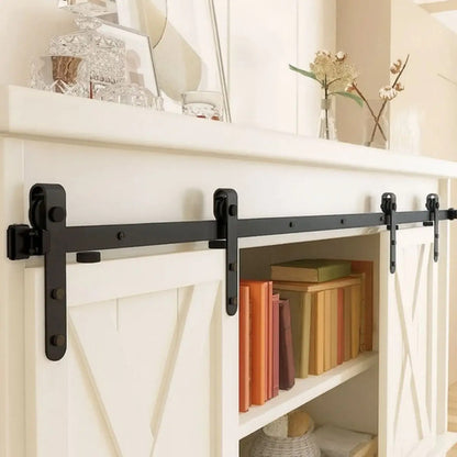 Kit Riel Corredizo Doble Para Bajo Mesada Y Racks 2 Puertas Negro