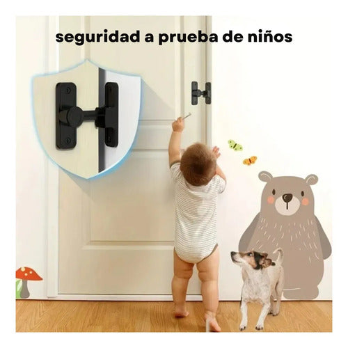 Pasador 90 Grados Reversible Negro Puertas Corredizas