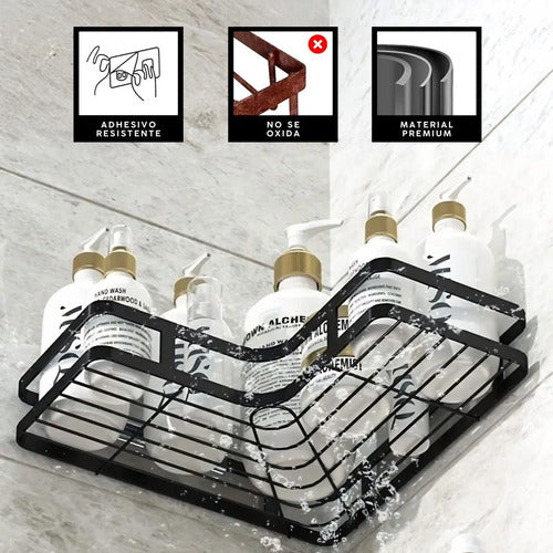 Set 5 Estantes Organizador Adhesivo Para Baño Multiuso Negro