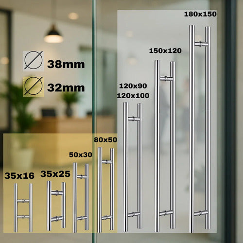 Manijón Doble 35cm Cilíndrico Acero Para Puerta Plateado