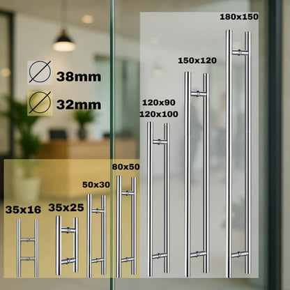 Manijón Doble 35cm Cilíndrico Acero Para Puerta Plateado