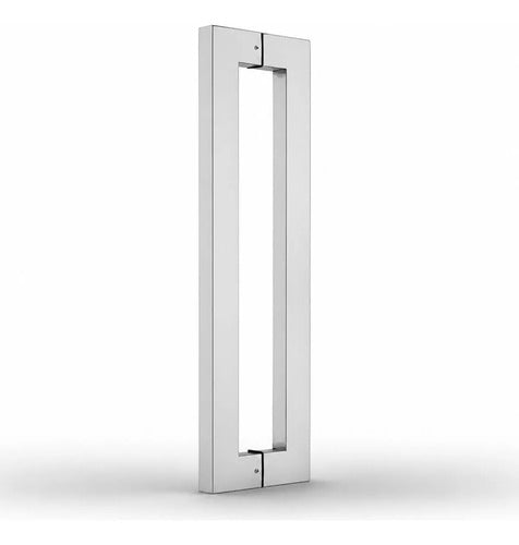 Manijón Doble Acero Inox Cuadrado Para Vidrio O Madera 80cm Satinado