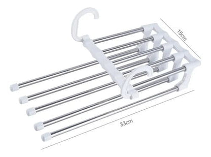 Organizador De Pantalones Colgante Plegable 5 Barras 1 Set Blanco Y Metal